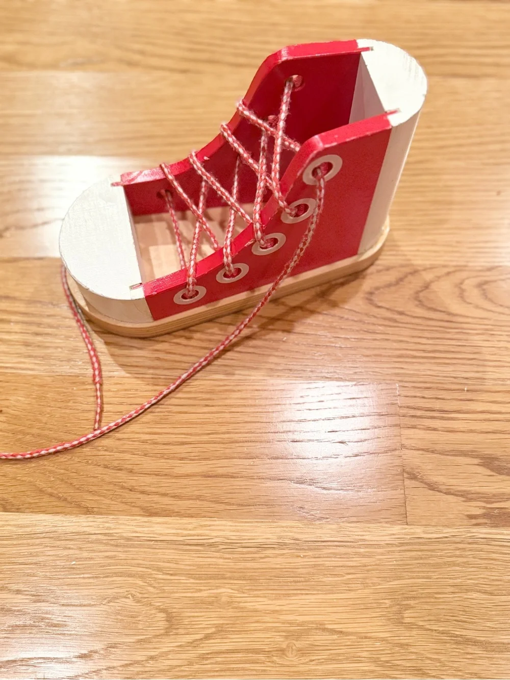 Melissa & Doug Deluxe Wood Lacing Sneaker - Learn to Tie a Shoe Educational Toy